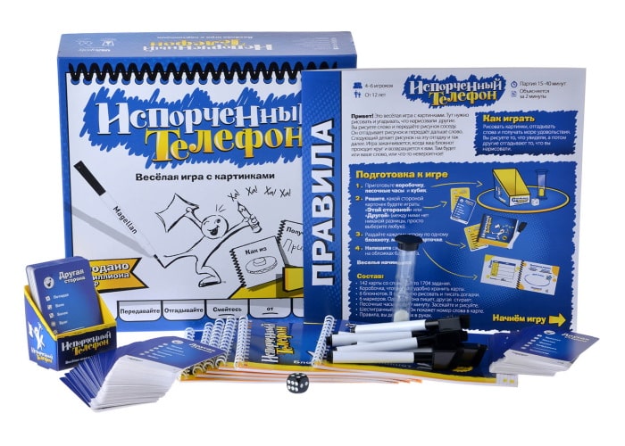 Настільна гра Зламаний телефон: блокнот, ручка та годинник