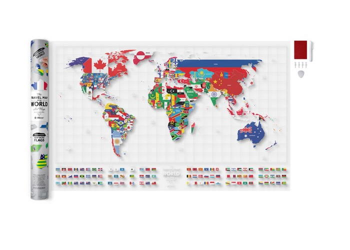 Скретч карта мира Travel Map AIR Flags (англ.)