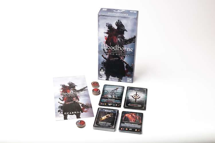 Коробка та компоненти доповнення Bloodborne: Кошмар мисливця