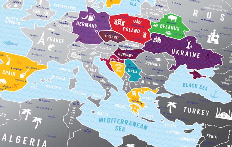 Скретч карта мира Travel Map™ Silver Europe