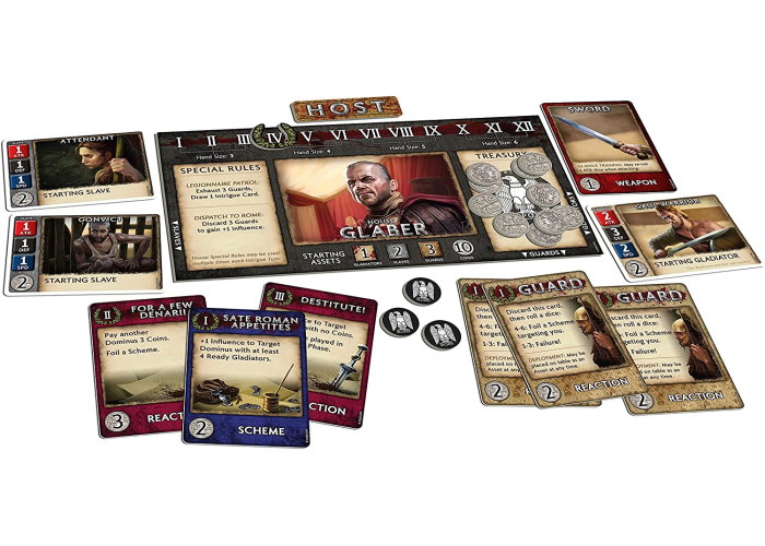 Компоненты настольной игры Спартак: Игра Крови и Предательства (Spartacus: A Game of Blood & Treachery) (англ.)
