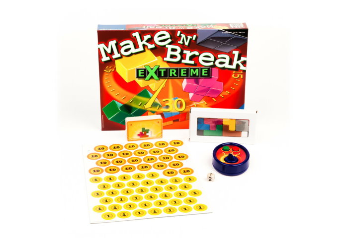 Коробка и компоненты настольной игры Собери-разбери. Экстрим (Make'n'Break Extreme)