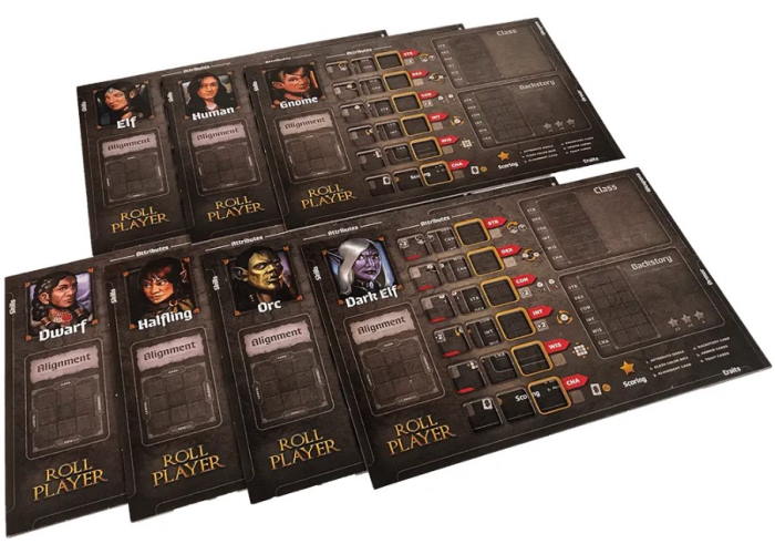 Планшеты персонажей настольной игры Путь героя (Roll Player) (англ.)