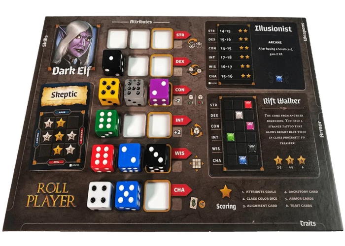 Игровой процесс настольной игры Путь героя (Roll Player) (англ.)