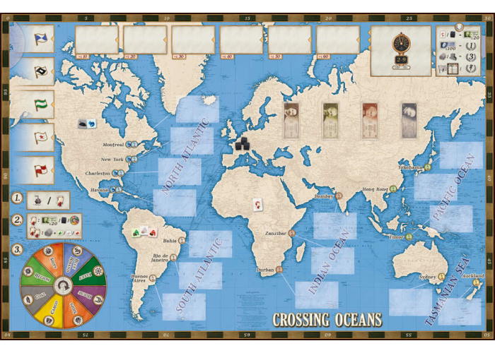 Ігрове поле настільної гри Перетинаючи океани (Crossing Oceans) (англ., нім.)
