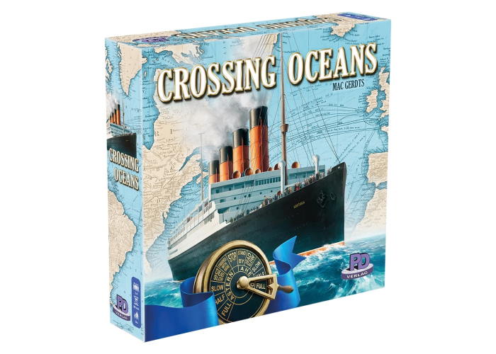 Коробка настільної гри Перетинаючи океани (Crossing Oceans) (англ., нім.)