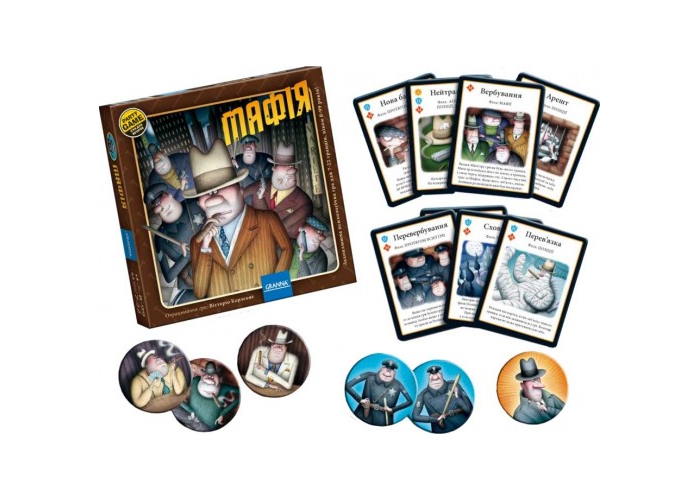 Компоненты настольной игры Мафия (укр.)