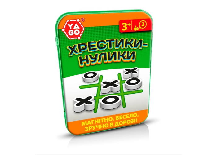 Коробка настільної гри Дорожня магнітна гра Хрестики-нулики (укр.)