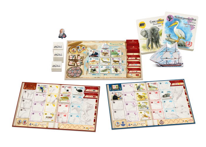 Игровые компоненты настольной игры По следам Дарвина (In the Footsteps of Darwin) (укр.)