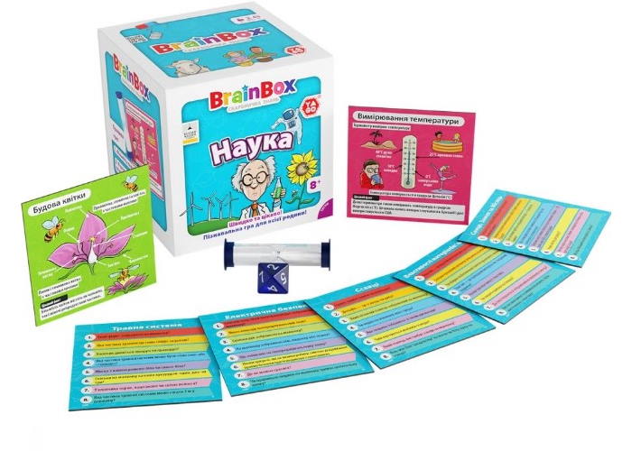 Компоненты настольной игры BrainBox Наука (укр.)